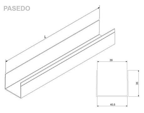 Hliníkový U-profil (dverový) - ELOX - PSD - 6000 mm
