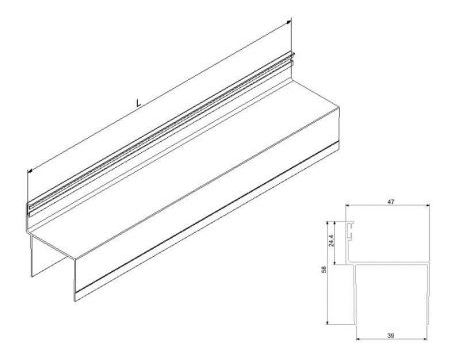 Hliníkový h-profil (dverový) - ELOX - PSD - 6000 mm